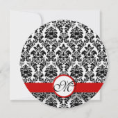 ブラック&ホワイトビクトリアンダマスクレッド結婚トリム 招待状 (裏面)