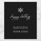 ブラック&ホワイトビジネスロゴホリデーギフト ワインラベル (シングルラベル)