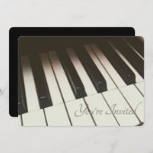 ブラック&ホワイトピアノ鍵写真結婚ズ 招待状 (正面/裏面)