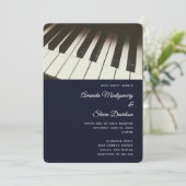 ブラック&ホワイトピアノ鍵写真結婚ズ 招待状 (スタンド正面)