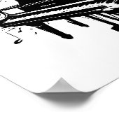 ブラック&ホワイトピアノ音楽先生/学生 ポスター (角)