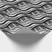 ブラック&ホワイトピアノ音楽水玉模様ラッピング紙 ラッピングペーパー (角)