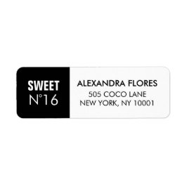 ブラック&ホワイトファッションスウィート16差出人住所 ラベル