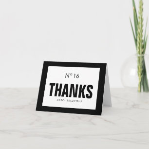 ブラック&ホワイトファッションスウィート16 THANK YOU NOTEカード サンキューカード