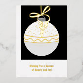 ブラック&ホワイトフォイルアクセントのビジネスホリデーカード 箔招待状 (正面)