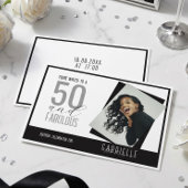 ブラック&ホワイトフォト 50歳の誕生日おめでとう 招待状