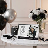 ブラック&ホワイトフォト 50歳の誕生日おめでとう 招待状