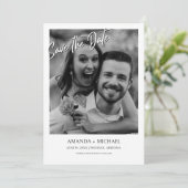 ブラック |ホワイトフォトQRコード結婚式の日付を保存 招待状 (スタンド正面)