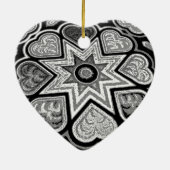 ブラック&ホワイトフォークアートハートオーナメント セラミックオーナメント (裏面)