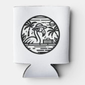 ブラック&ホワイトフラミンゴのヘッドフォンと音楽トロピカル 缶クーラー (正面)