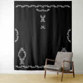 ブラック&ホワイトフローラアカンサス葉が独自の タペストリー (インサイチュ)