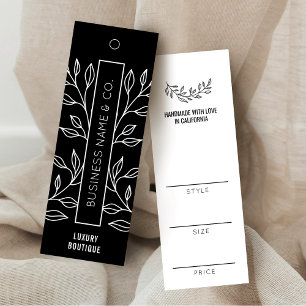 ブラック&ホワイトフローラアパレルブティック価格ラベル スキニー名刺