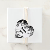 ブラック、ホワイトフローラタイポグラフィ結婚ズ・サンキュー フェイバータグ (インサイチュ)