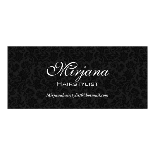 ブラック&ホワイトフローラダマスクHairstylist Services ラックカード (正面)