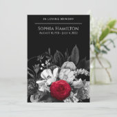 ブラック&ホワイトフローラポップ・アートのとレッド葬儀 プログラム (スタンド正面)