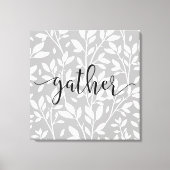 ブラック&ホワイトフローラリーフファームハウスデコール キャンバスプリント (正面)