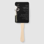 ブラック&ホワイトフローラ結婚式 プログラムブラック ハンドファン (正面)