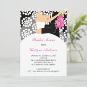 ブラック&ホワイトブライド·ブライダル·シャワーの招待 招待状 (スタンド正面)