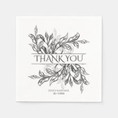 ブラック&ホワイトブランチ離れ&ズ結婚ス スタンダードカクテルナプキン (正面)