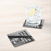 ブラック&ホワイトブルックリンブリッジニューヨークシティ スクエアペーパーコースター (インサイチュ)