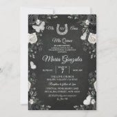 ブラック&ホワイトプリンセスキンセアニェラバースデーパーティー 招待状 (正面)