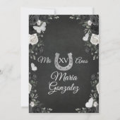 ブラック&ホワイトプリンセスキンセアニェラバースデーパーティー 招待状 (裏面)