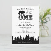 ブラック&ホワイトプレイドランバージャック1st誕生日 招待状 (スタンド正面)