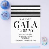 ブラック&ホワイトベネフィットGala新年パーティーフライヤー チラシ (シングル)