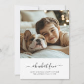 ブラック&ホワイトベビー写真Oh何おもしろいクリスマス シーズンカード (正面)