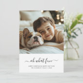 ブラック&ホワイトベビー写真Oh何おもしろいクリスマス シーズンカード (スタンド正面)