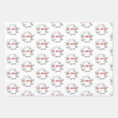 ブラック&ホワイトベリーリース |赤ブラシレタリング ラッピングペーパーシート (正面)