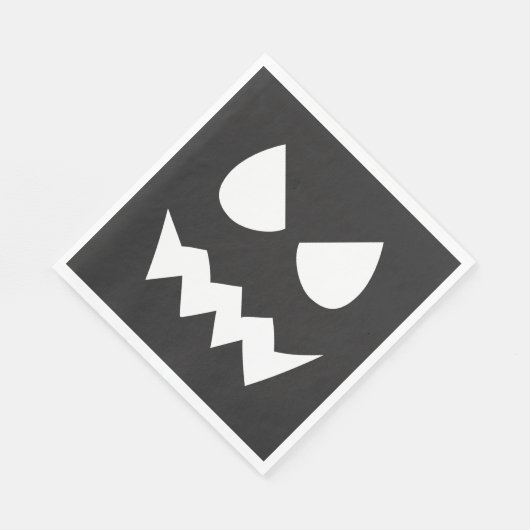 ブラック&ホワイトホラーハロウィーン幽霊顔 スタンダードランチョンナプキン (角)