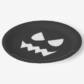 ブラック&ホワイトホラー幽霊顔ハローウィンパーティ ペーパープレート (アングル)