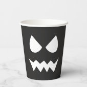 ブラック&ホワイトホラー幽霊顔ハローウィンパーティ 紙コップ (裏面)