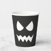 ブラック&ホワイトホラー幽霊顔ハローウィンパーティ 紙コップ (正面)