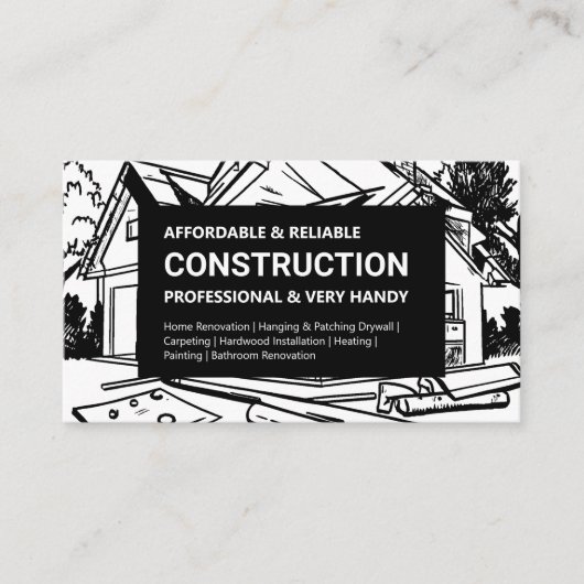 ブラック&ホワイトホーム建築 名刺 (正面)