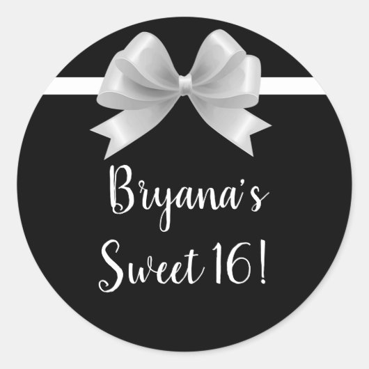 ブラック&ホワイトボウクラッシーエレガントグラムの好意 ラウンドシール (正面)