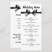 ブラック&ホワイトボウ | エレガントな結婚式 | モノクロ メニュー (正面/裏面)