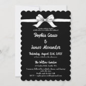 ブラック&ホワイトボウ | エレガントな結婚式 | モノクロ 招待状 (正面)