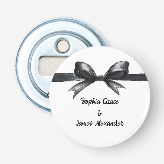 ブラック&ホワイトボウ | エレガントな結婚式 | モノクロ 栓抜き (正面)