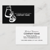 ブラック&ホワイトボクシンググローブ、ボクサー、ボクシングトレーナー 名刺 (正面/裏面)