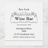 ブラック&ホワイトボトル、ワインバー/ワイナリー ワインラベル (シングルラベル)