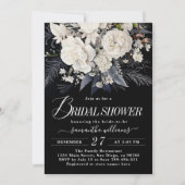 ブラック&ホワイトボホワイルドフラワーブライダルシャワー 招待状 (正面)