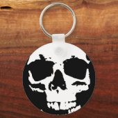 ブラック&ホワイトポップ・アートのアートスカルスタイリッシュカッコいい キーホルダー (正面)