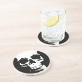 ブラック&ホワイトポップ・アートのアートスカルスタイリッシュカッコいい コースター (側面)
