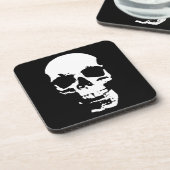 ブラック&ホワイトポップ・アートのアートスカルスタイリッシュカッコいい コースター (左側)