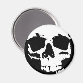 ブラック&ホワイトポップ・アートのアートスカルスタイリッシュカッコいい マグネット (正面/裏面)