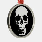 ブラック&ホワイトポップ・アートのアートスカルスタイリッシュカッコいい メタルオーナメント (右)