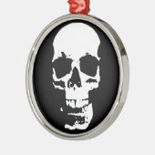 ブラック&ホワイトポップ・アートのアートスカルスタイリッシュカッコいい メタルオーナメント (左)