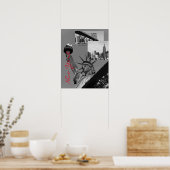 ブラック&ホワイトポップ・アートのアートニューヨーク ポスター (キッチン)